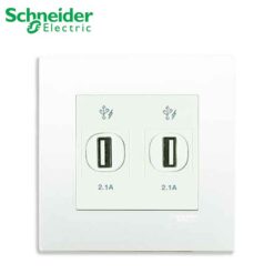Bộ cổ cắm sạc USB đôi 2.1A Schneider KB32USB_WE Vivace